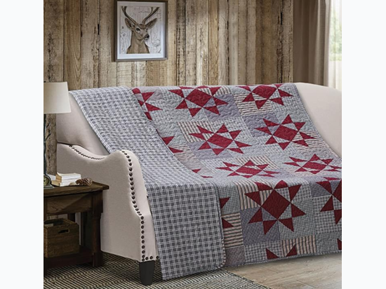 Virah Bella® Collection - Primitive Quilted Throw - Carolina Red