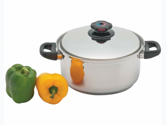 Precise Heat™ 5.5qt 12-Element T304 Stainless Steel Stockpot with Vented Cover