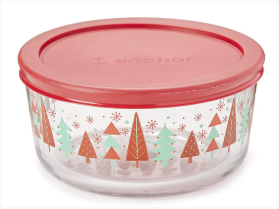 Holiday Trees 4-Cup Glass Food Storage Container - Styles Will Vary