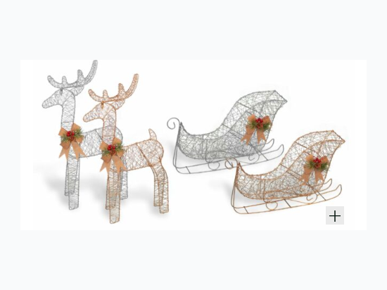 Wire Reindeer And Sleigh Set
