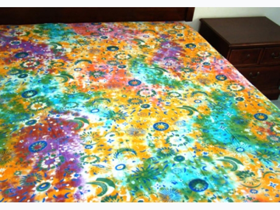 Large Tie-Dye Celestial Cotton Printed Tapestry - 72x108"
