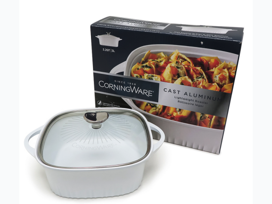 CorningWare® 3.2 qt. Cast Aluminum Roaster with Lid - White