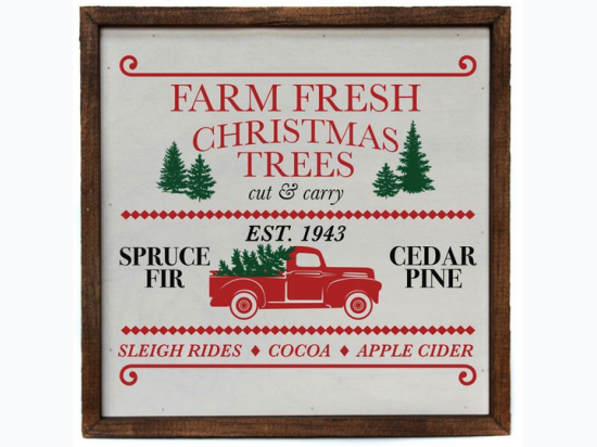 10" x10" Farm Fresh Christmas Trees Truck Wall Decor