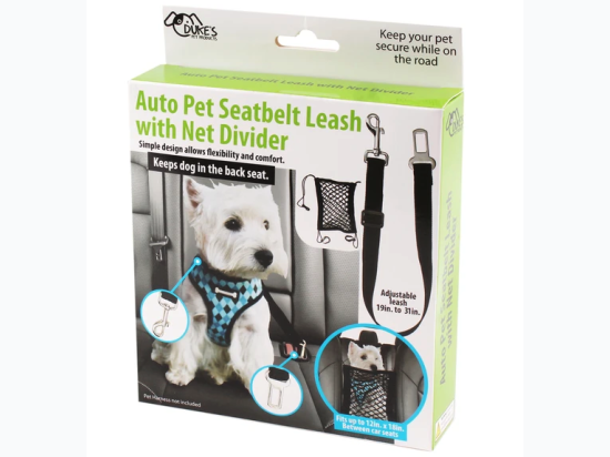 Auto Pet Seat Belt Leash with Net Divider