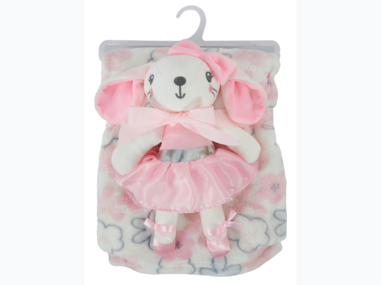 2-Piece Set - Blanket and Plush Animal - Bunny Ballerina