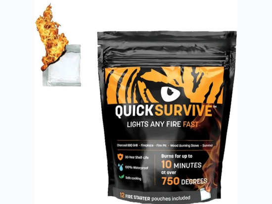 QuickSurvive Weatherproof and Waterproof Fire Starter Pouch 12 Pack