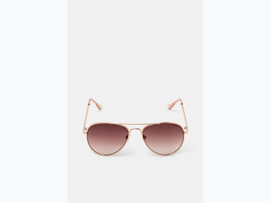 Ladies Rose Gold Aviator Sunglasses with Rose Tint Lens