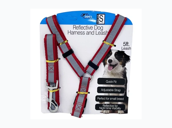 Reflective Dog Harness and Lead - Colors Vary