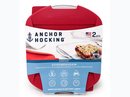 Anchor Hocking 8"X8″ Bake Dish With Red Lid