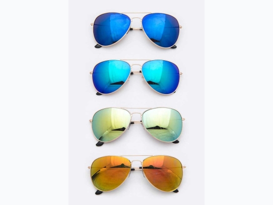 Unisex Gold Rim Mirror Aviator Sunglasses - 4 Color Options