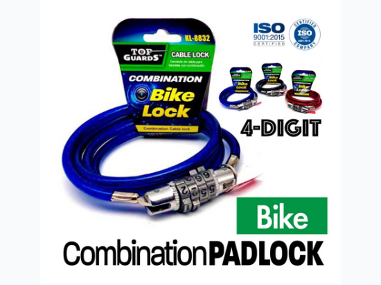 4-Digit Combination Bike Lock - Colors Vary