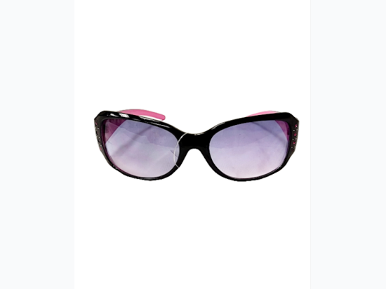 Ladies Two-Tone Rhinestone Accent Fashion Sunglasses in Black/Pink