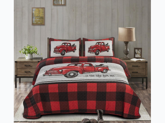 Virah Bella® Collection - Farm Life Red and Black Plaid - King Size