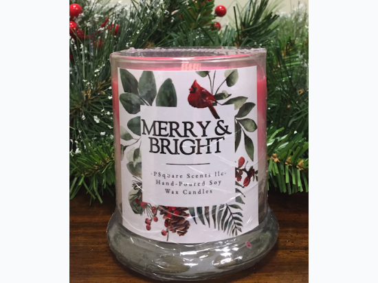 Holiday Hand Poured Soy Jar Candle - Merry & Bright
