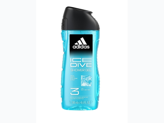 Adidas Ice Dive - 3 Body, Hair & Face Shower Gel for Men - 8.4 oz