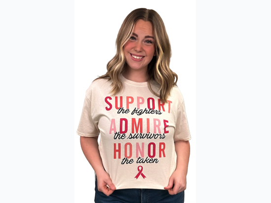 Women's & Women's Plus Support, Admire, Honor Ribbon Graphic T-Shirt in Ivory