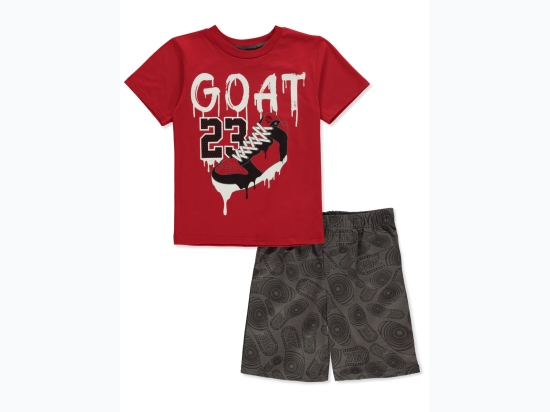 Boy's Quad Seven 23 GOAT Short Set in Red & Grey - Size 4-7