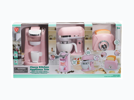 Itsy Tots Classy Kitchen Battery Operated Appliance Trio Pink-Coffee Machine, My Mixer, My Toaster