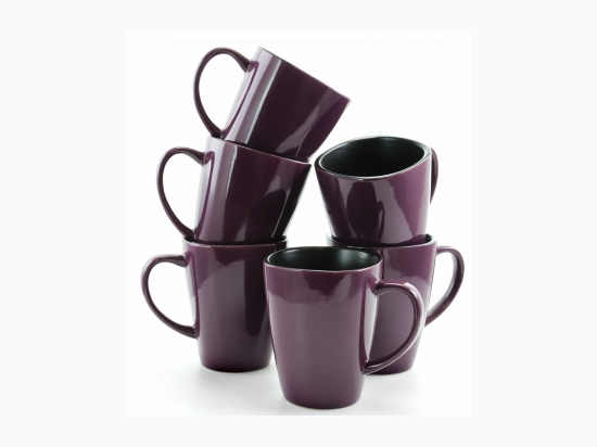 Elama Mulberry 14 oz Stoneware Mugs in Purple