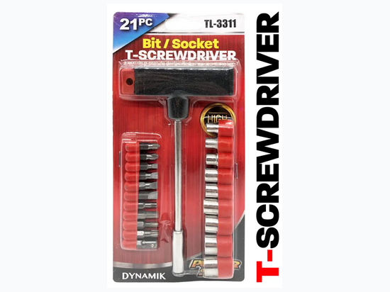21 Pcs T-Handle Socket Screwdriver & Bits Set