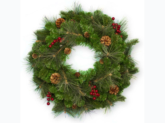 24″ Pine Cone/Berry Mixed Pine Wreath