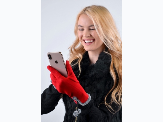 Women's Fleece Lined Fur & Pom Accent Touchscreen Gloves - 4 Color Options