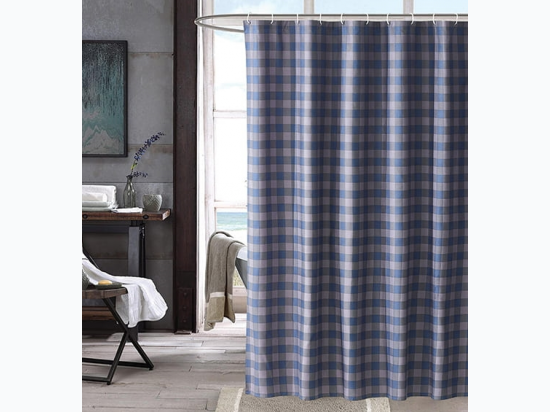 Virah Bella® Collection 13Pc. "Mountain Check Blue/Gray" Shower Curtain Set