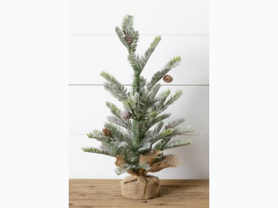 Tree - Frosted Evergreen with Mini Cones & Burlap Base