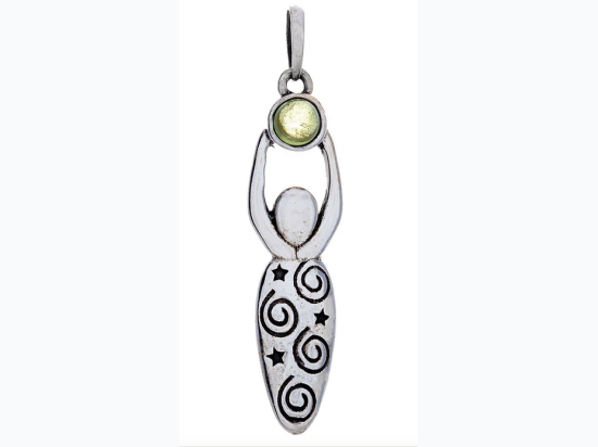 .925 Sterling Silver Spiral Goddess Pendant w/ Assorted Stone