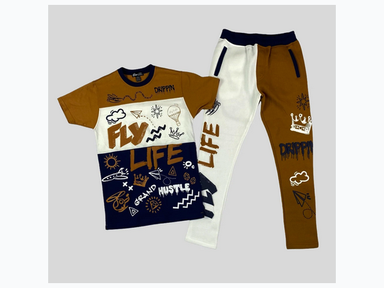Boy's Fly Life Pant Set In Timber - Sizes 8 - 20