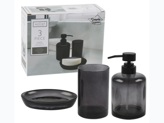 3pc Simply Home Glass Bathroom Set- Black
