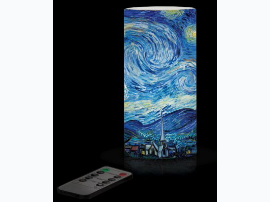 6 in. LED Wax Candle With Remote Control - van Gogh Starry Night