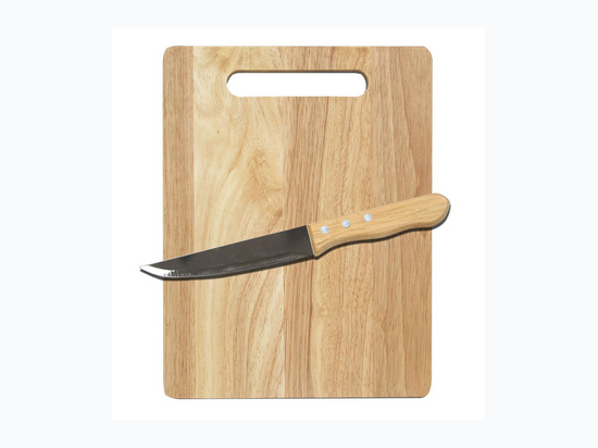 Rubberwood Cutting Board & Utility Knife Set