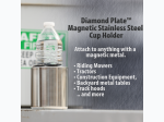 Diamond Plate Magnetic Cup Holder for Keeping Your Drink Secure to Most Metal Surfaces, Stainless Steel