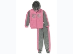 Toddler Girl Quilted Pink & Grey Zip-Up Love Hoodie Fleece Set