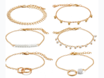 Women"s Beads Layered Charm Bracelet Set  - 2 Color Tones