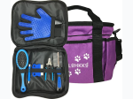 8-Piece Dog Cat Pet Grooming Kit with Purple Organizer Pouch