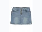 Girl's 4-Button Fly Frayed Hem Denim Skirt in Light Wash