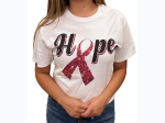 Girl's Youth Pink Ribbon Hope Graphic T-Shirt in White - SIZE S (8/10)