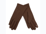 Women's 3 Button Accent Fleece Lined Touch Screen Gloves - BROWN