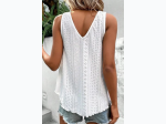 Women's Plus Guipure V-Neck Eyelet Lace Tank Top in White