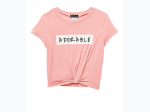 Girl's Adorable Graphic Hem Knot T-Shirt - 4 Color Options
