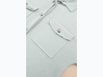 Women's Plus Exposed Seam Flap Pocket Shacket in Light Grey
