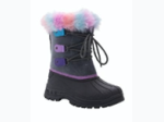 Little Girl's Winter Boot With Cotton Candy Color Faux Fur Trim