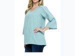 Women's Solid Color Pleated Top In Mint Green