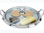 Chef's Secret® by Maxam® 12-Element High-Quality Stainless Steel Round Griddle with See-Thru Glass Cover