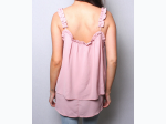 Junior's Ruffle Strap Layered Sleeveless Top in Mauve- SIZE S