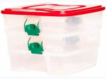 HOMZ 3 Tier Clear Ornament Divided Storage Container