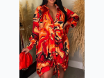 Plus Size Oversized Button Up Dress In Orange - One Size Fits Most