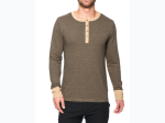 Men's Striped Double Layer Thermal Long Sleeve Henley Top - 3 Color Options